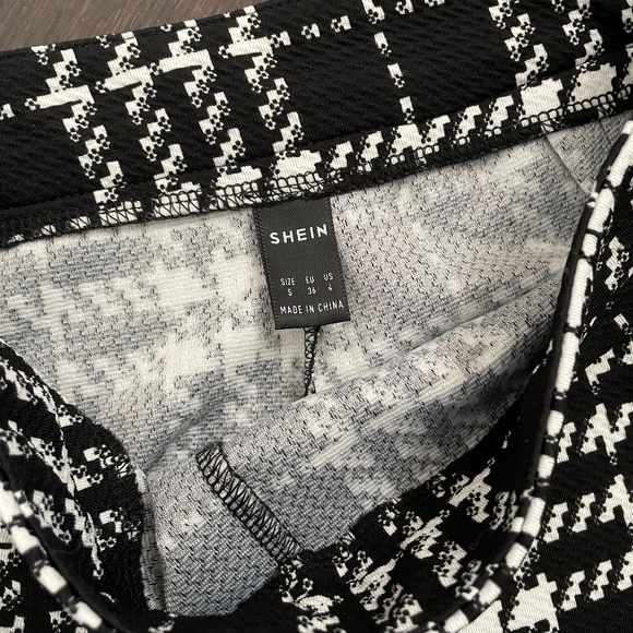 Shein Plaid Pants - Black / White Sz S - Picture 4 of 9